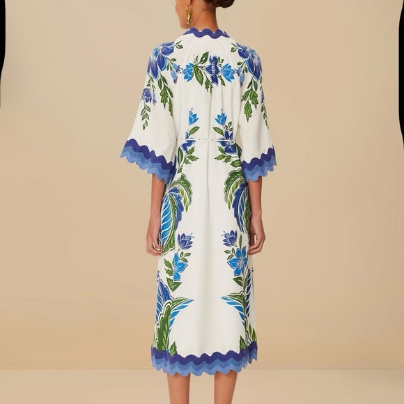 FARM RIO Off-White Tropicance Tunic Lenzing™ Ecovero™ Euroflax™ Midi Dress M NWT - Picture 4 of 16